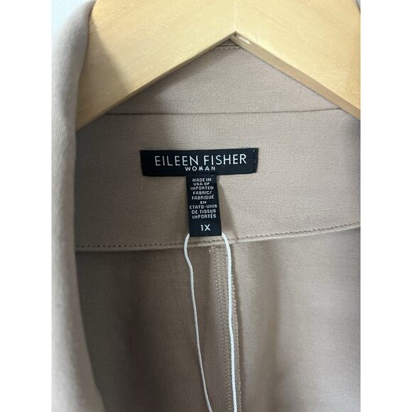 NWOT Eileen Fisher | Flex Tencel Ponte Notch Collar Jacket Size 1X Tan New - Picture 3 of 5